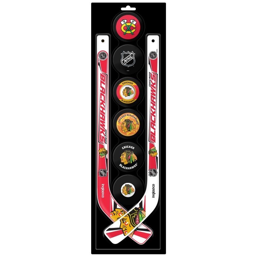 Chicago Blackhawks Mini Sticks & Pucks 6-Packproduct zoom image #1