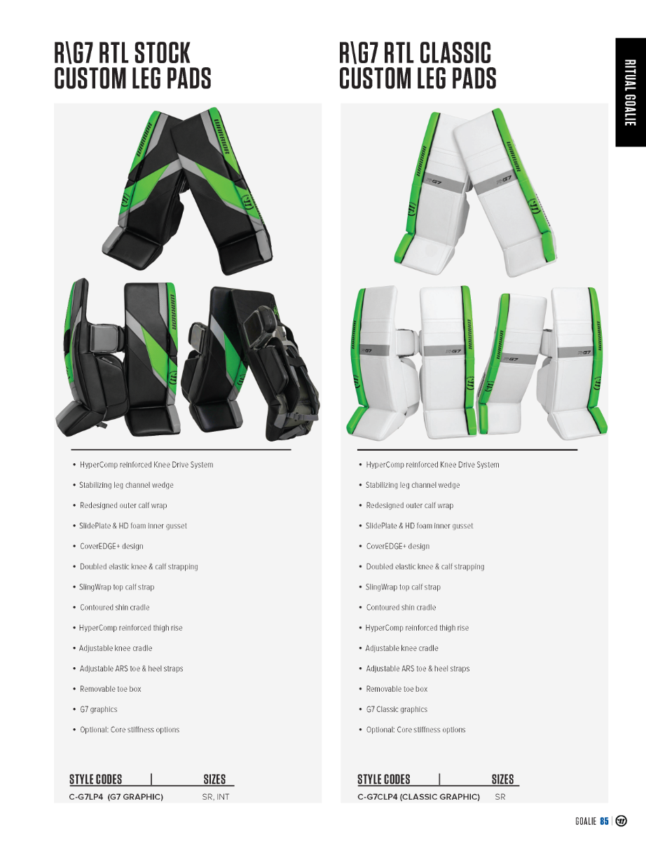Custom Goalie Set Warrior Ritual G7 RTL Sr.product zoom image #5