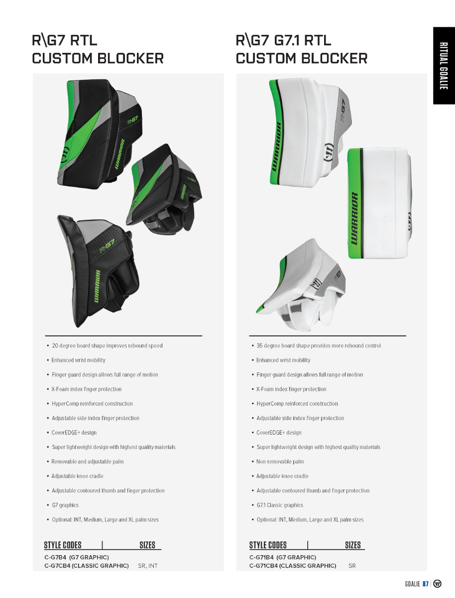 Custom Goalie Blocker Warrior Ritual G7 RTL Sr.product zoom image #7