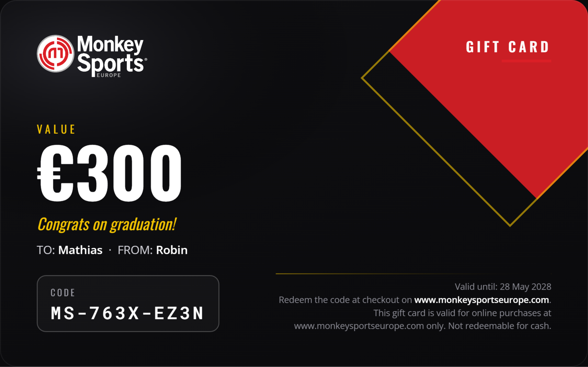 MonkeySports Europe gift card
